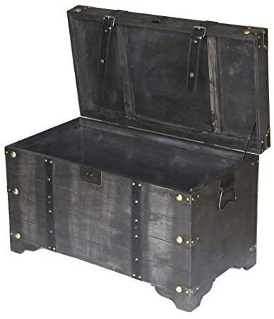 Distressed Black Medium Wooden Storage Trunk (5)