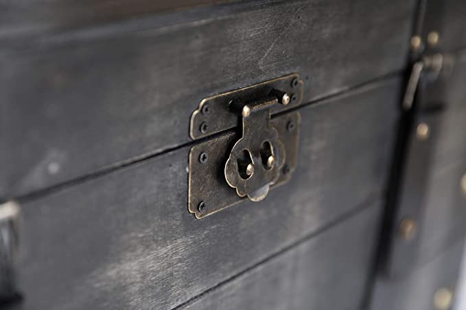 Distressed Black Medium Wooden Storage Trunk (7)